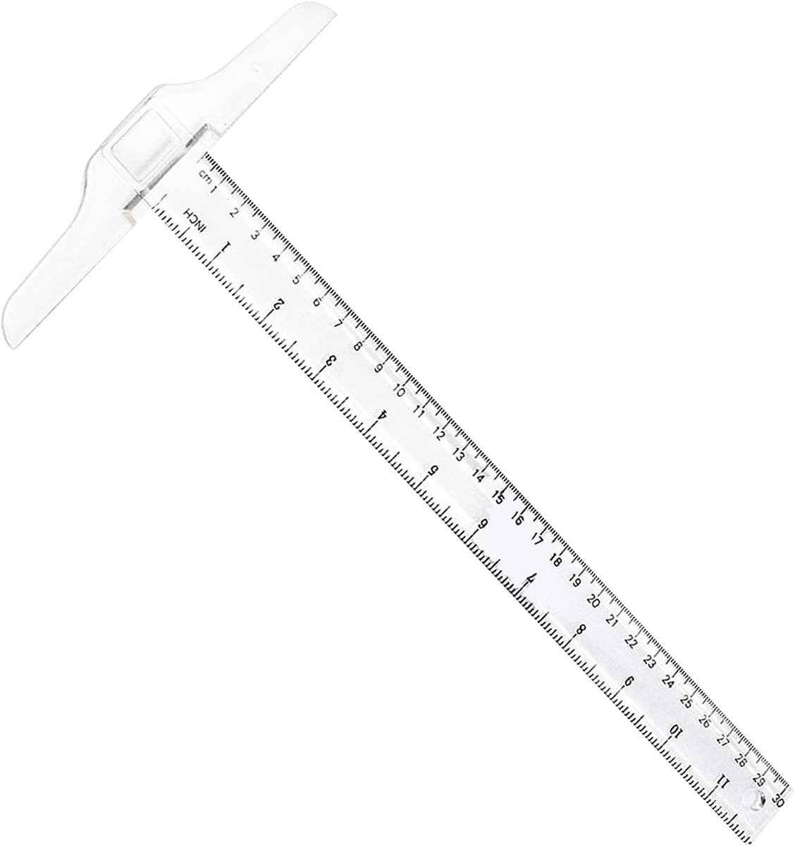 SnelShoppen - 30cm/12 Inch Transparante Plastic T-Ruler, T-Square met Inch en Centimeter, Perfect voor Tekenen en Ontwerpen, Ideaal voor School en Kan