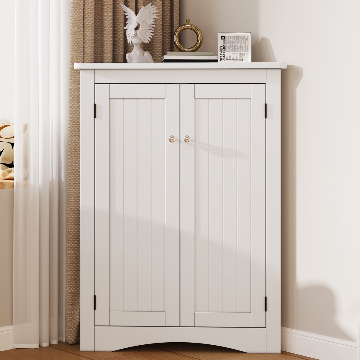 Sweiko Hoekkast - Boekenkast - Badkamerkast - 3 planken - MDF - Wit