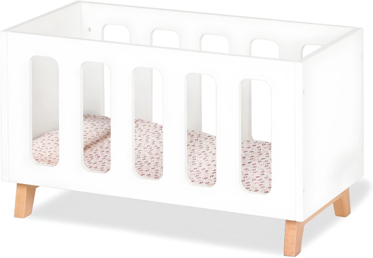 SP® Poppenbed - Bed voor Poppen - Poppenbedje - Wit - 51cm x 27cm x 30cm