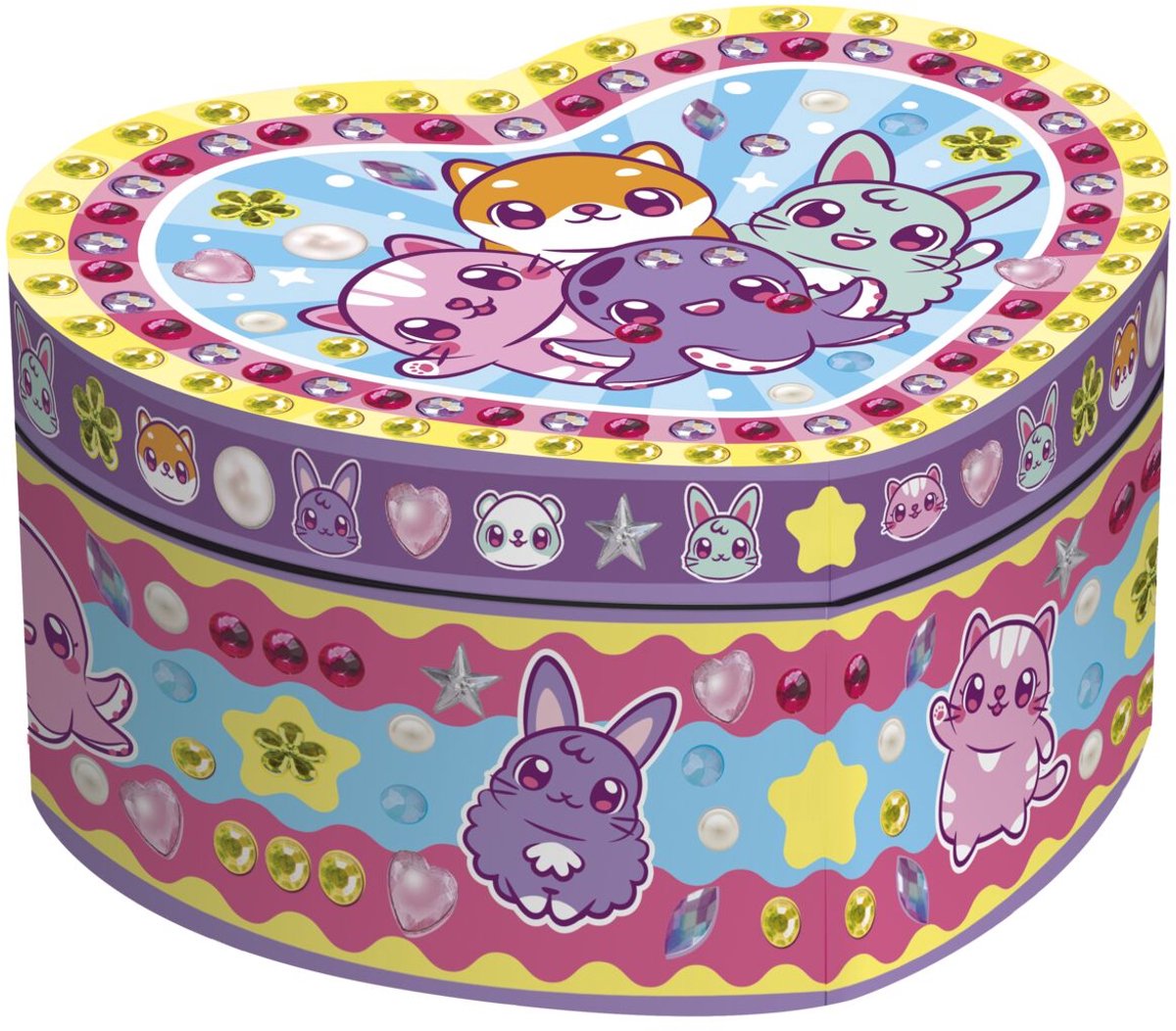 Totum Mini MyMy Kawaii sieradendoosje versieren - hartvormig juwelenkistje met spiegel - schatkistje dierfiguren - cadeau tip speelgoed meisjes jongens vanaf 3 jaar