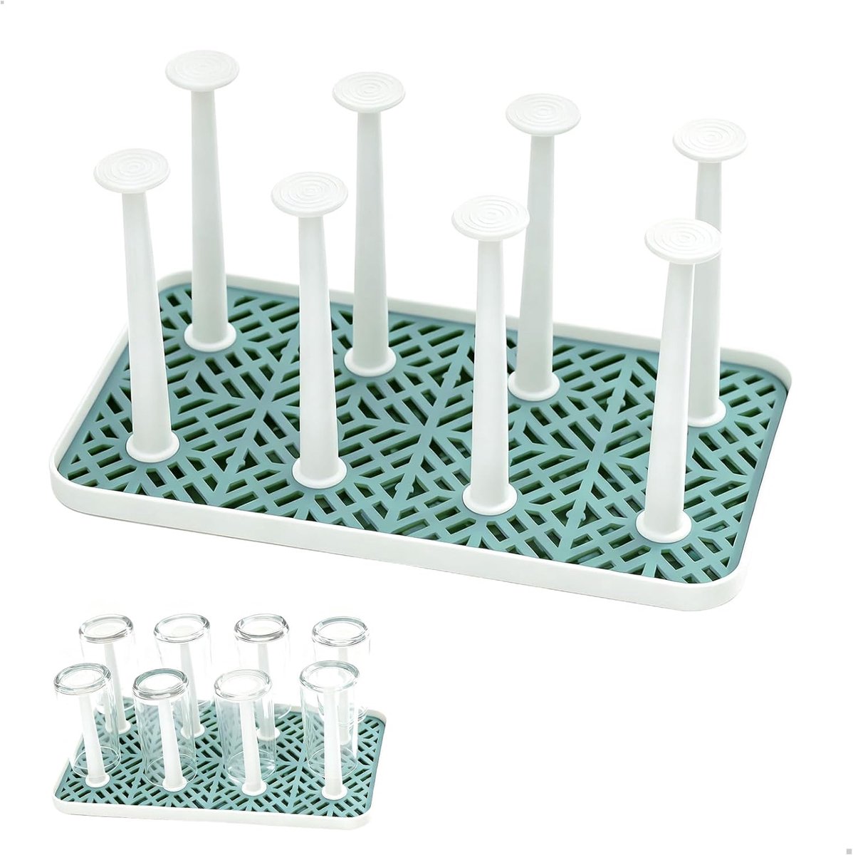 Thijox - Afdruiprek voor Babyflessen en Glazen - Droogdroger met 8 Palen, Antislip Dienblad, Afneembare Organizer voor Keuken, Restaurant, Woonkamer