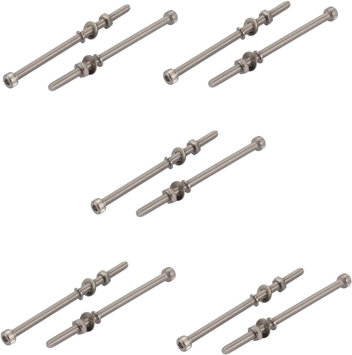 SnelShoppen - M4 x 100mm RVS Schroeven Set - Knurled Head, Volledige Draad, 10 Stuks, Ideaal voor Klussen en Montage
