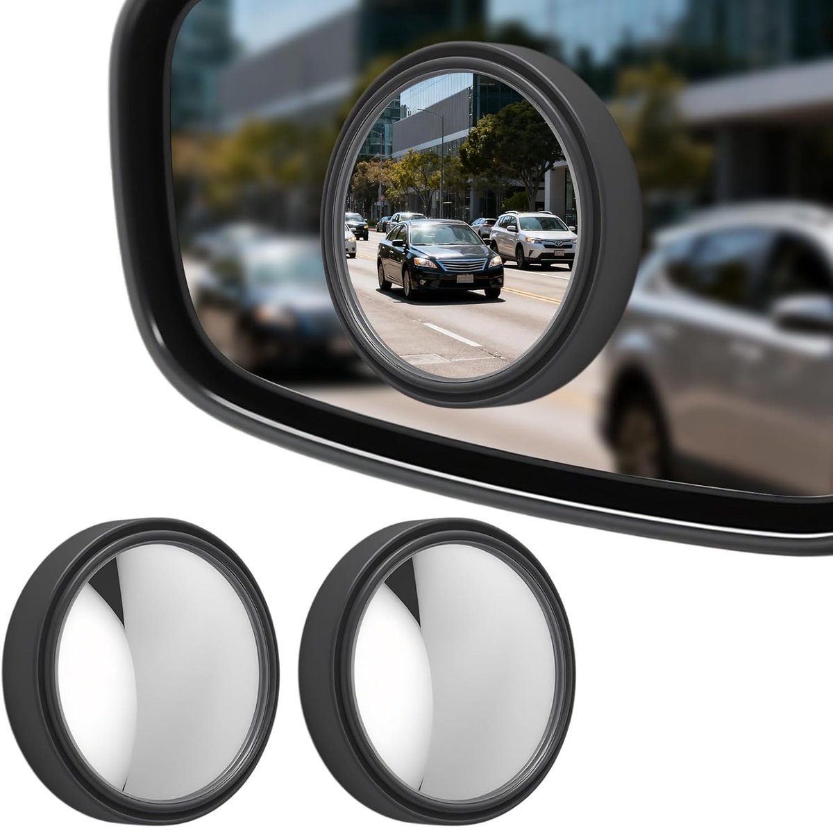 Thijox - 2 x Dodehoekspiegels voor Auto's, 360° Draaibare Convexe Dodehoekspiegel van HD-glas, Ronde Parkeerspiegel met Brede Hoek, Verstelbare Buiten