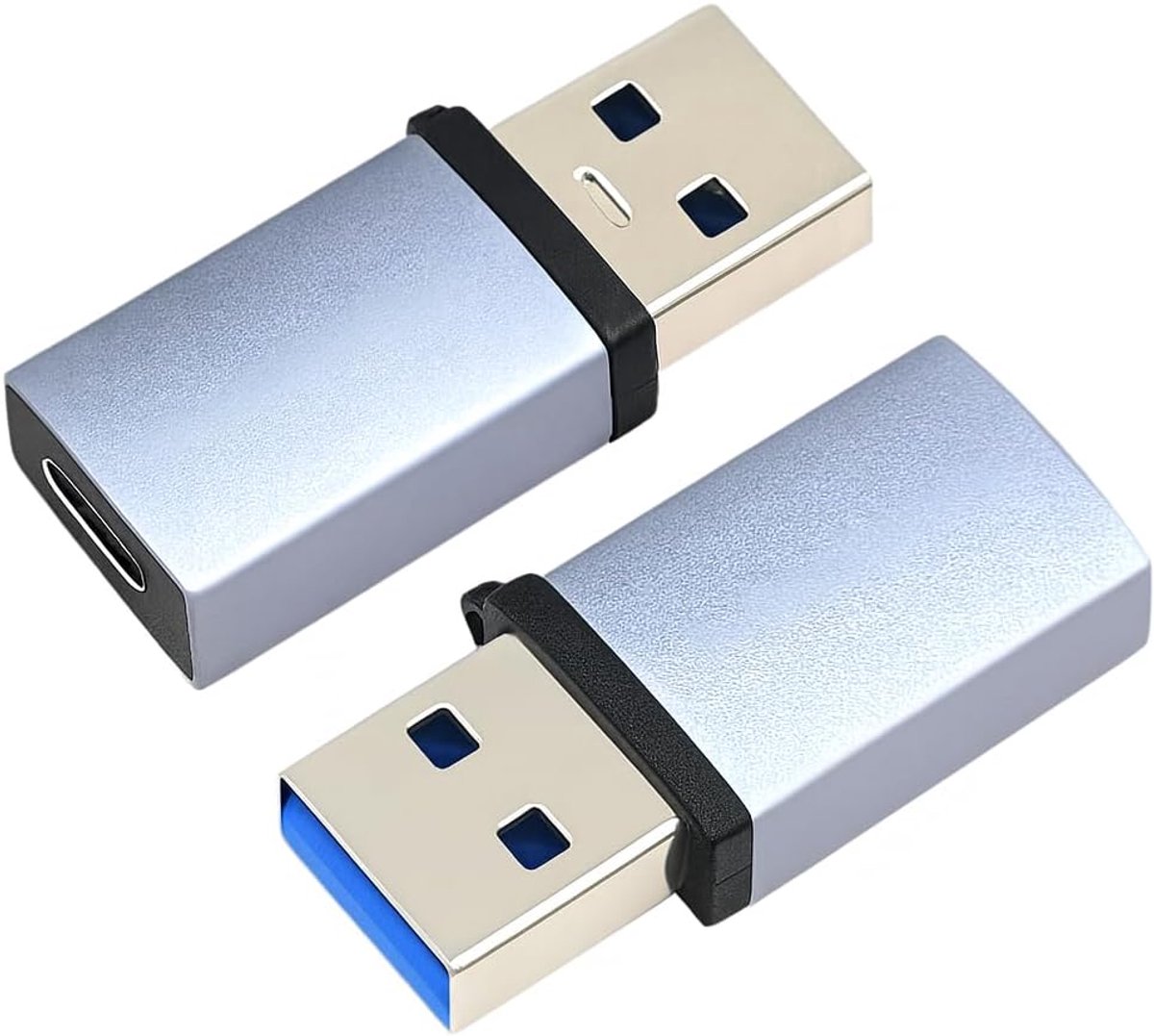 SnelShoppen - 2x USB-C naar USB 3.2 Gen 2 Adapter, Ultra-Snelle Gegevensoverdracht 10 Gbit/s, Type C naar Type A Connector, Dubbelzijdig Ontwerp