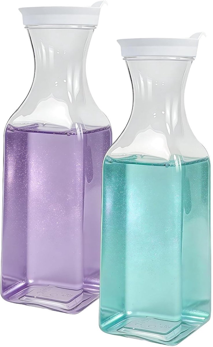 SnelShoppen - 2 Pcs Liquid Detergent Dispenser 1500ml Glazen Afwasmiddel Fles met Deksel en 18 Labels, Transparante Afwasmiddel Fles voor Badkamer en