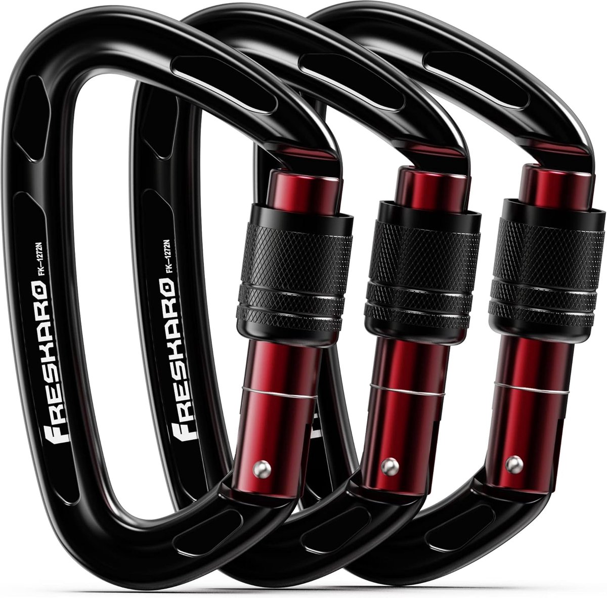 SnelShoppen - Carabiner Clip 25kN UIAA & CE - Zwarte Heavy Duty Klimhaak met Schroefsluiting - Voor Outdoor, Camping, Klimmen en Hondenlijnen