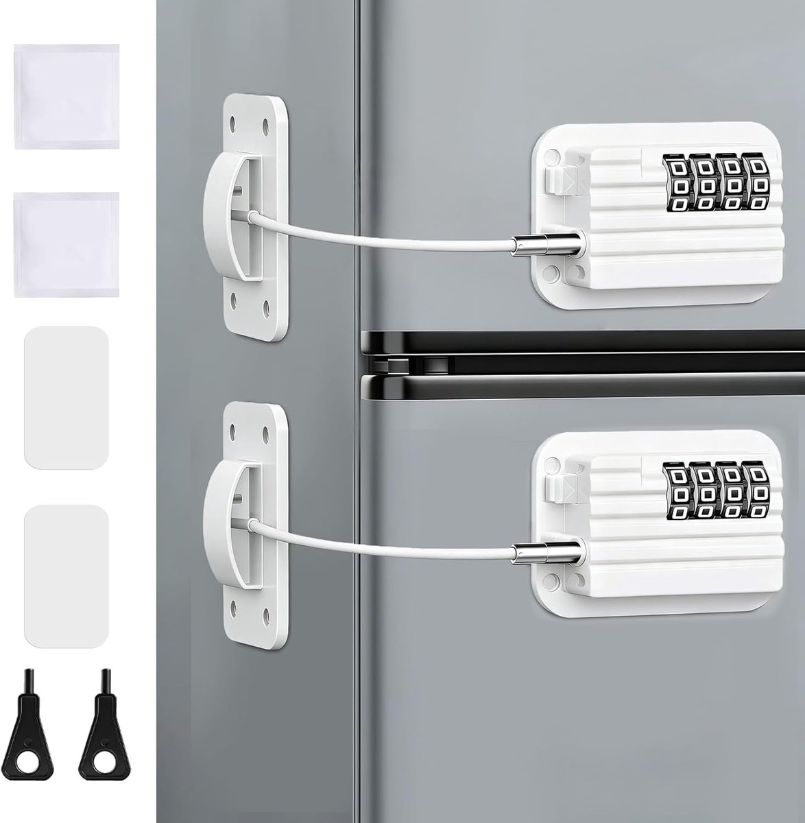 SnelShoppen - 2x Kindveilige Fridge Locks met Wachtwoord - Drillingloze Koelkast Slot voor Keuken, Vrijzer en Kastdeuren - Ideaal voor Kinderen en Vei