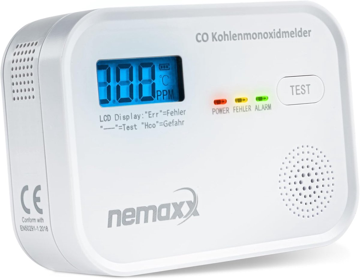 SnelShoppen - CO Melder - Koolmonoxide Detector met LCD Display - 85 dB Alarm - Electrochemische Sensor - 10 Jaar Levensduur - 3x AA Batterijen - Voor