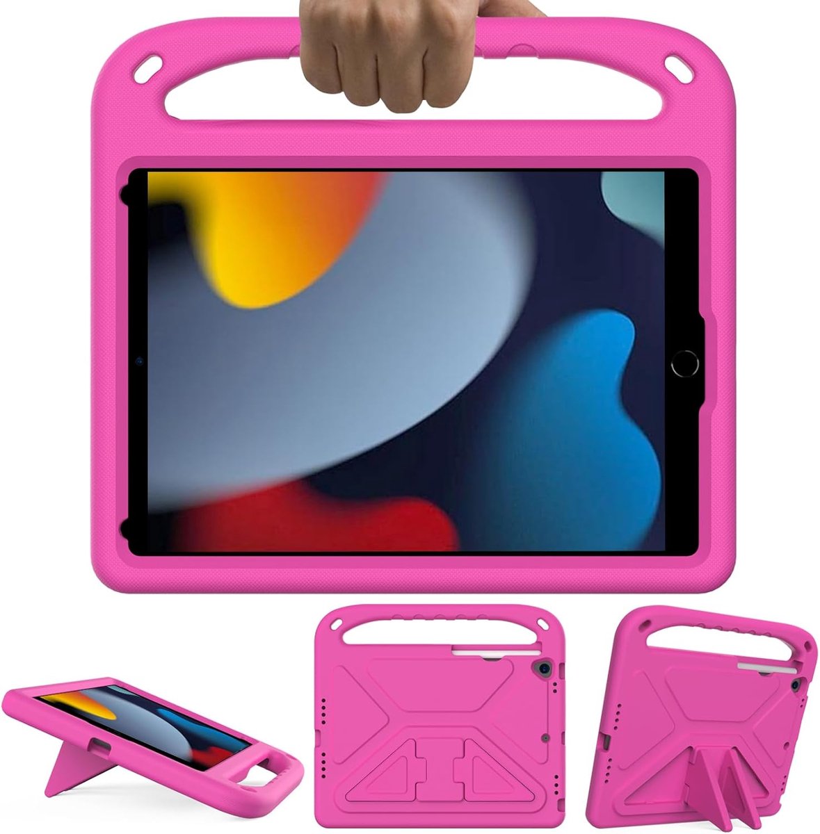 SnelShoppen - Kids Case voor iPad 9e/8e/7e Generatie 10.2 Inch - Schokbestendig, Met Handvat & Standfunctie - Perfecte Bescherming voor Kinderen, Idea