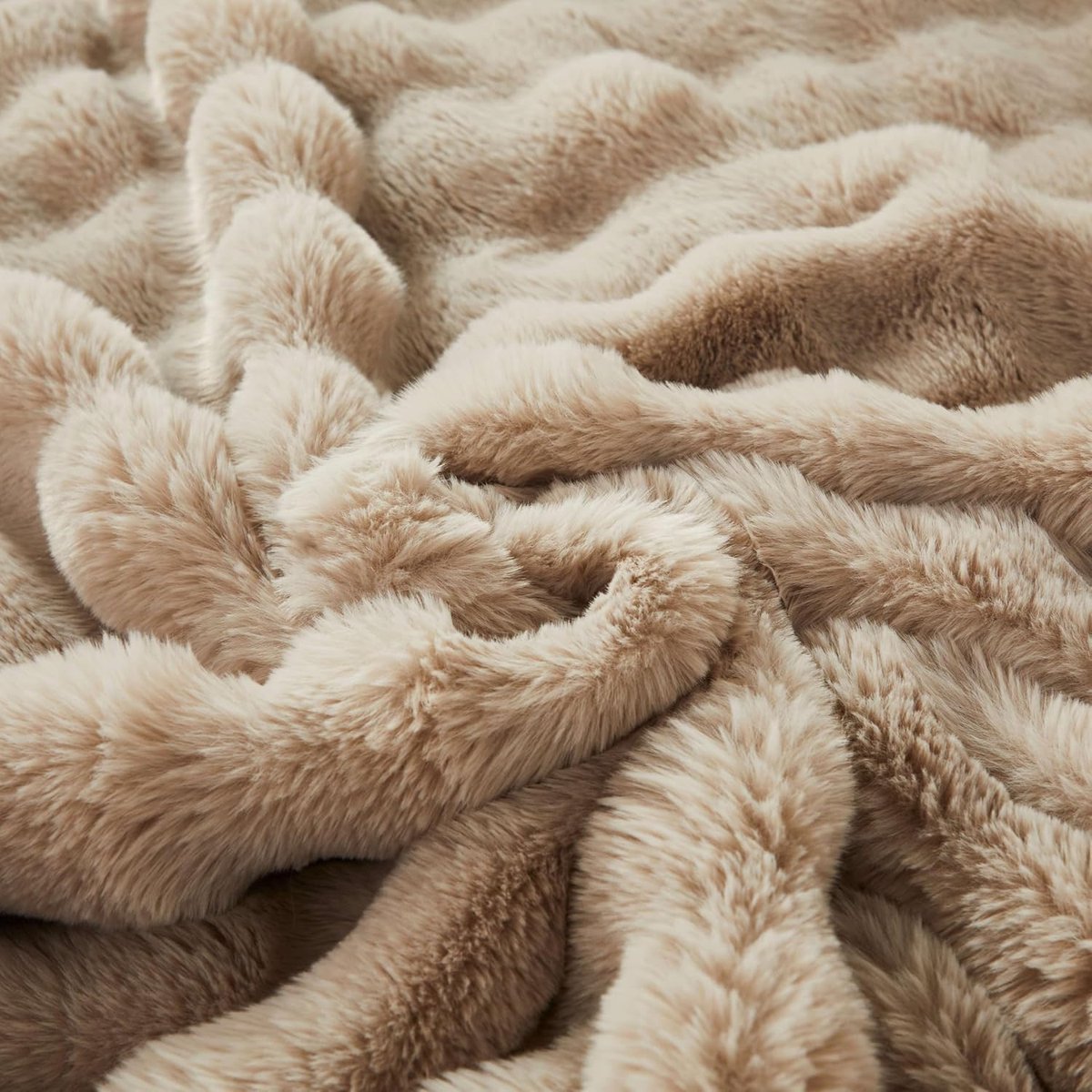 SnelShoppen - Cuddly Blanket Rabbit Plush Furry Blanket 1000GSM Flanel Deken Warm Sofa Deken 100x160cm Khaki - Perfect voor Bed, Bank, Kantoor, en Kin