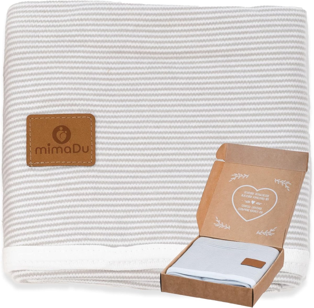 SnelShoppen - Premium Babydeken 100% Oeko-Tex Katoen, Zacht en Ademend, Cuddle Deken voor Jongens en Meisjes, Extra Warm, 80 x 100 cm, Grijs/Wit