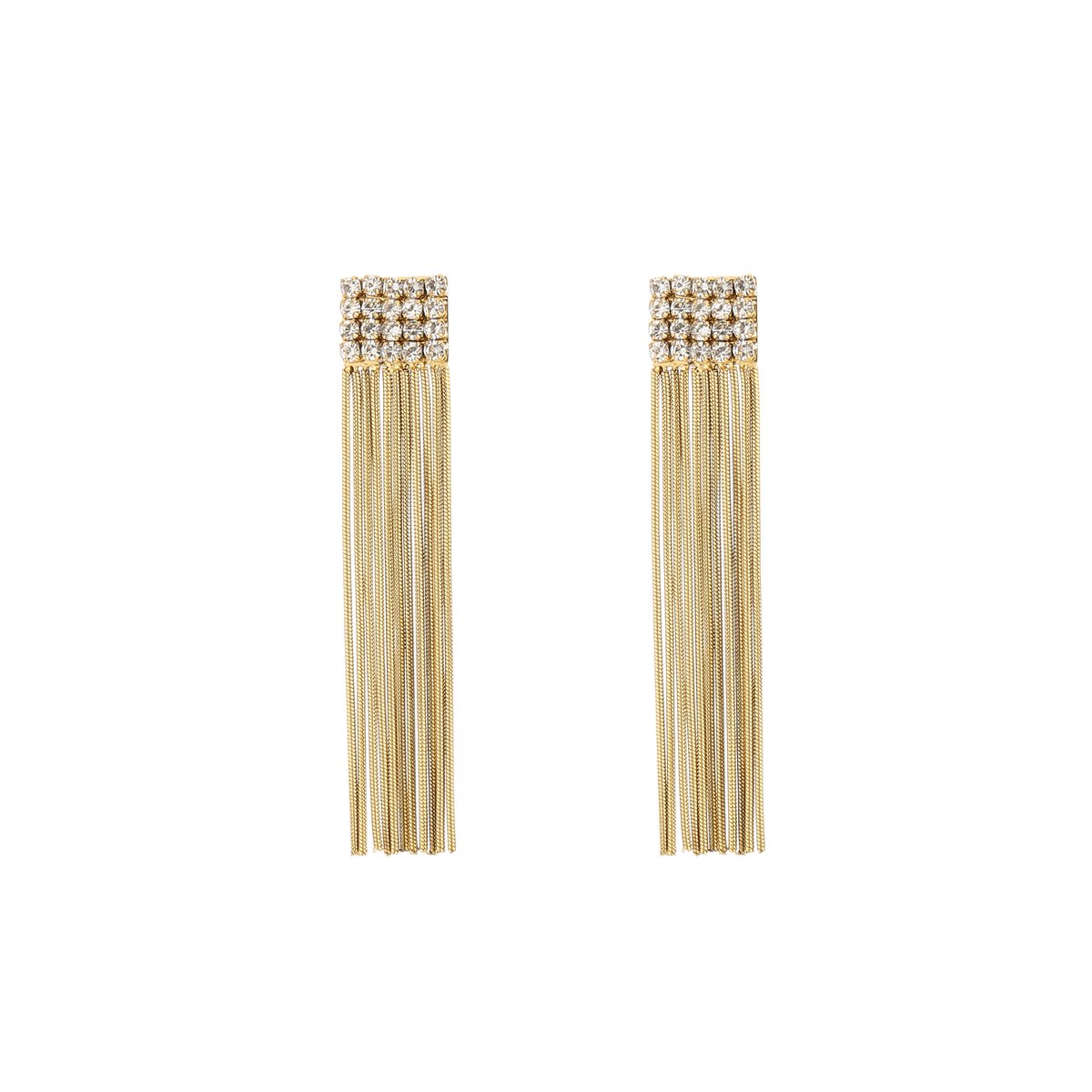 Stainless Steel Party Oorhangers met Strass & Franjes – Elegante Glamour Oorbellen - RVS - Goud