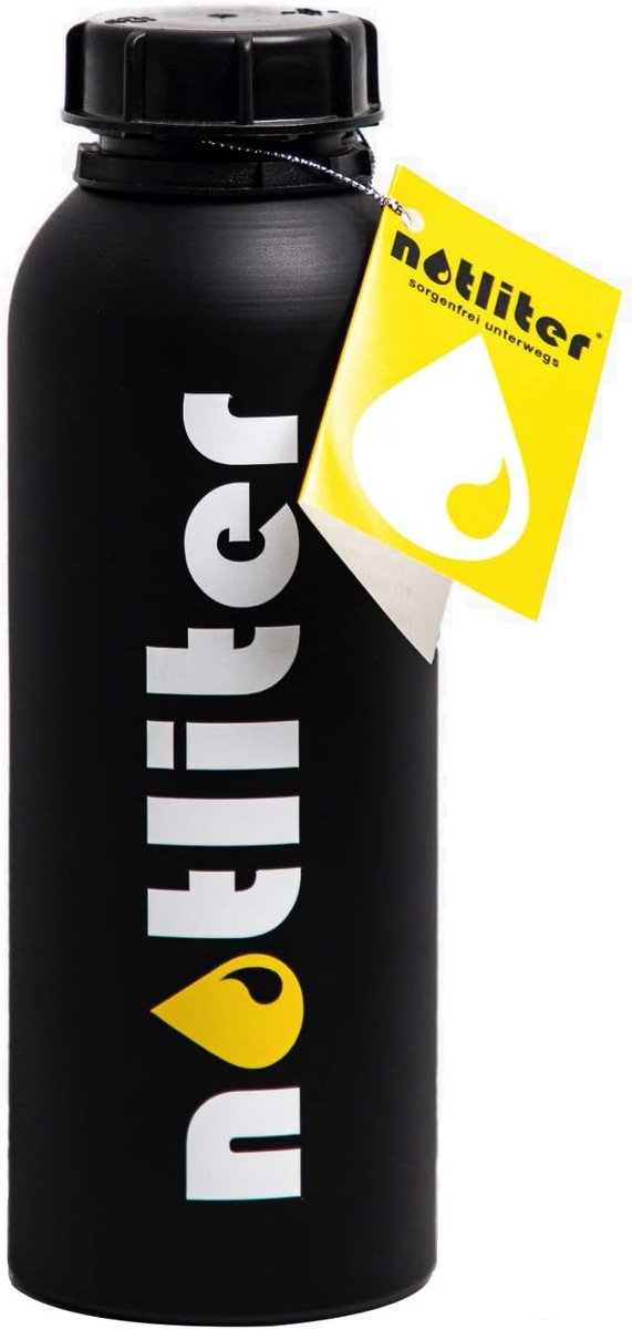 SnelShoppen - Petrol Can 1.25L | Zwart Matt Brandstof Fles | Voor Benzine, Diesel, Water | Inclusief Trechter en Handige Draagtas | Perfect voor Motor