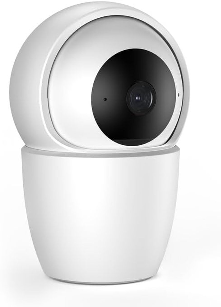 SnelShoppen - 5 MP Indoor WiFi Camera 360° PTZ met PIR Detectie, Nachtzicht, Twee-Weg Audio, Sirene, Compatibel met Alexa - Wit