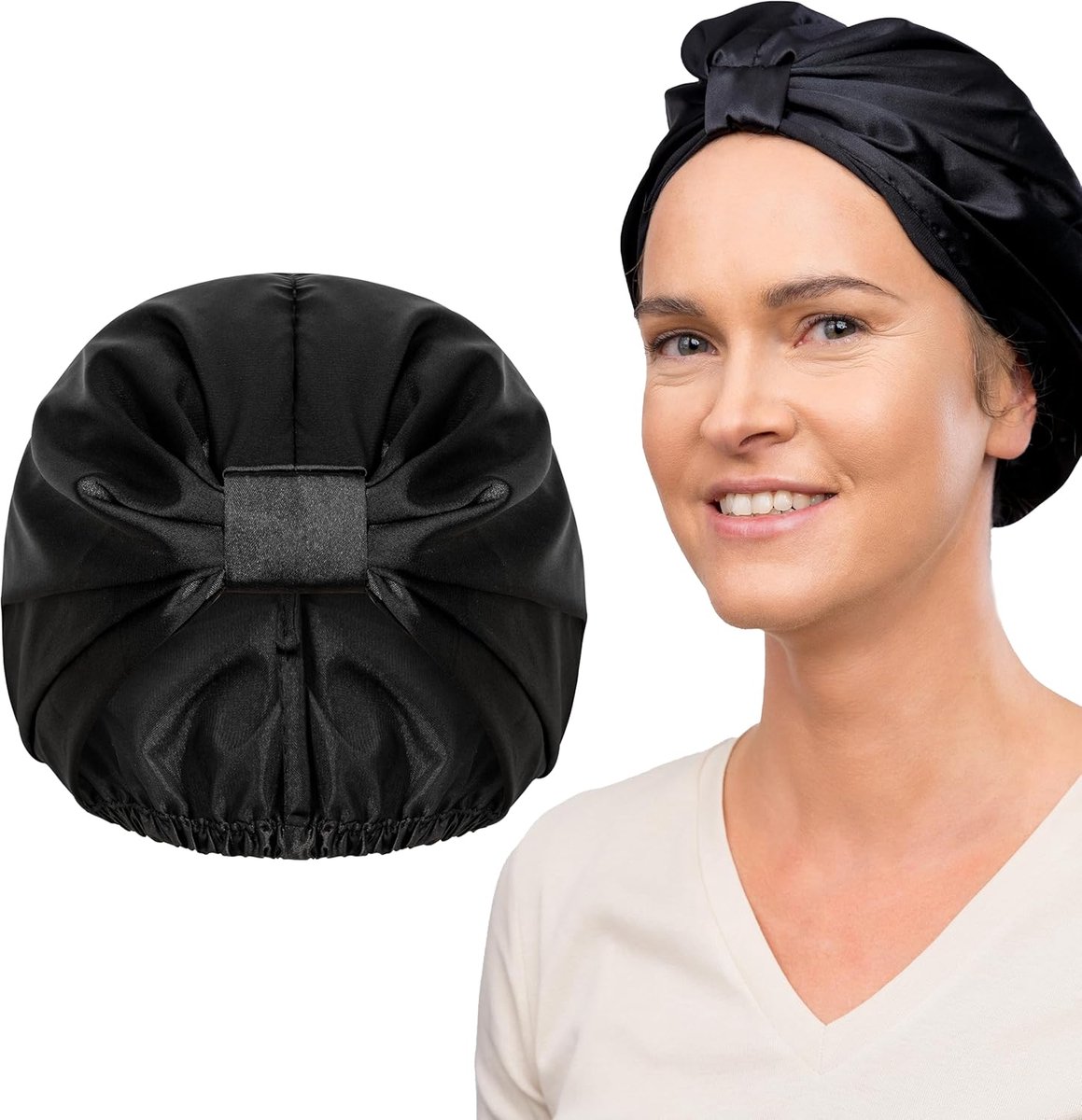 SnelShoppen - Zijden slaapmuts voor lang haar, haarkap, anti-kroes, ademend, satijn, voor alle haartypes, luxe comfort, voorkomt klitten en gespleten