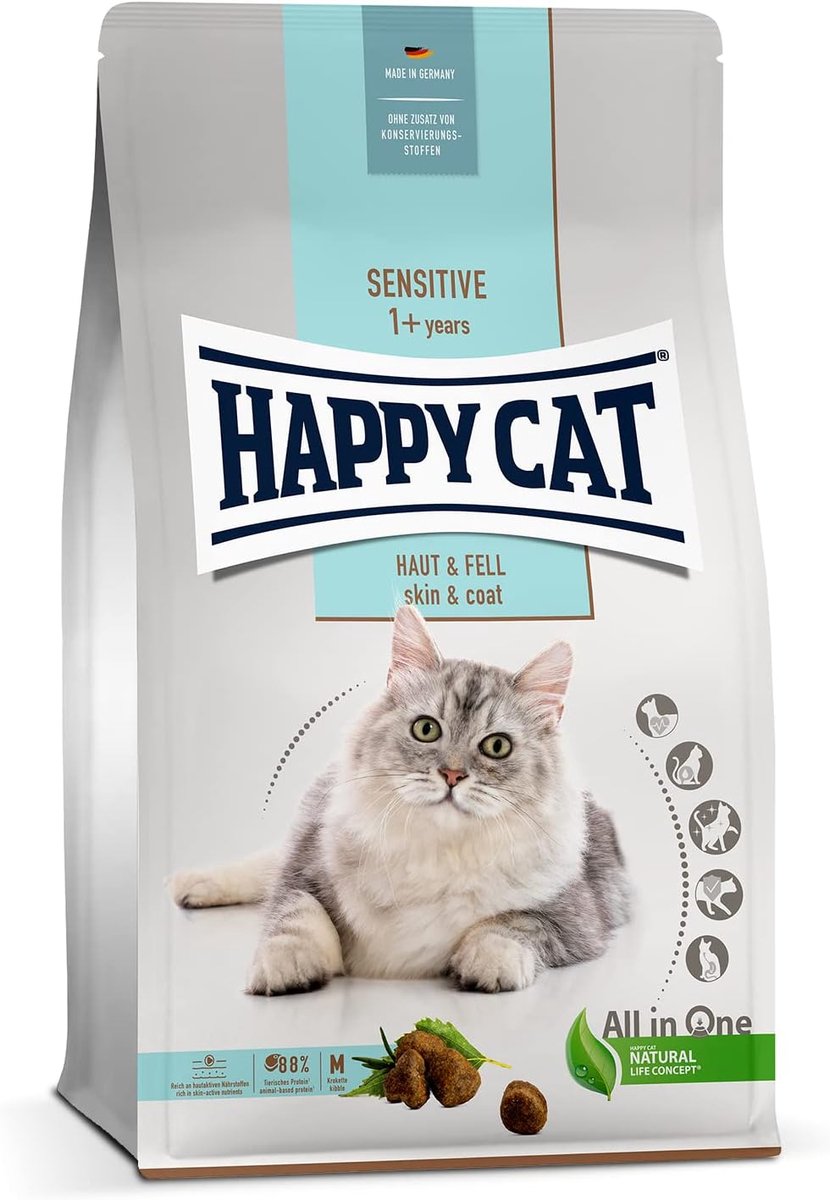 SnelShoppen – Kattenvoer Droog – Happy Cat Sensitive voor Huidgevoelige Katten – Kippenvlees – 1.3 kg – Makkelijk Verteerbaar – Gezond voor Vacht en H