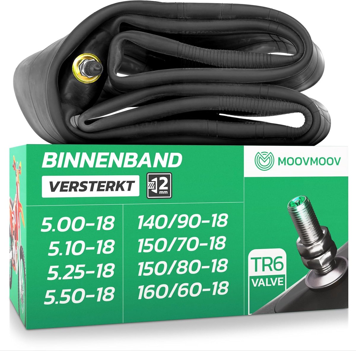 SnelShoppen - Versterkte Binnenband 18 inch voor Motorbanden 5.00-18, 5.10-18, 5.25-18, 5.50-18, 140/90-18, 150/70-18, 150/80-18 en 160/60-18 - Ideaal