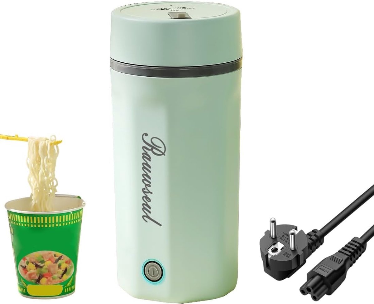 SnelShoppen - Elektrische Reis Waterkoker 500 ml, Draagbare Mini Warmhoudbeker, 3-in-1 RVS Thermos, 220V AC, Drukdeksel, Automatische Uitschakeling, G
