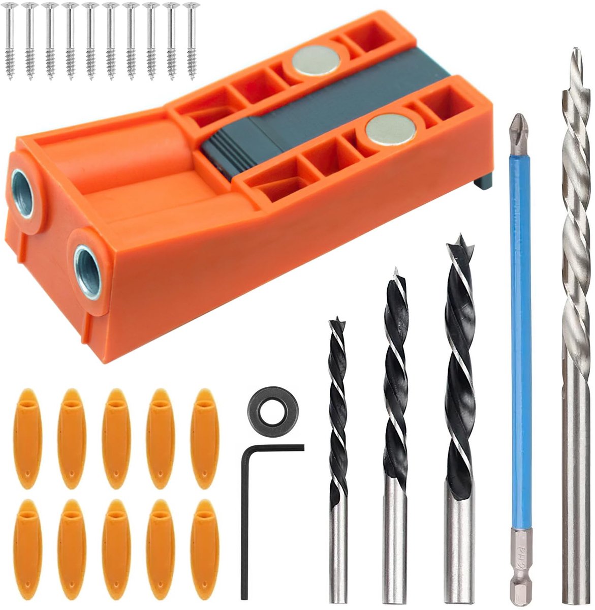 SnelShoppen - Mitre Drill Set voor Houtbewerking, 28-delige Precisie Positionering Gereedschap, Geschikt voor Houtverbindingen, Duurzaam en Efficiënt
