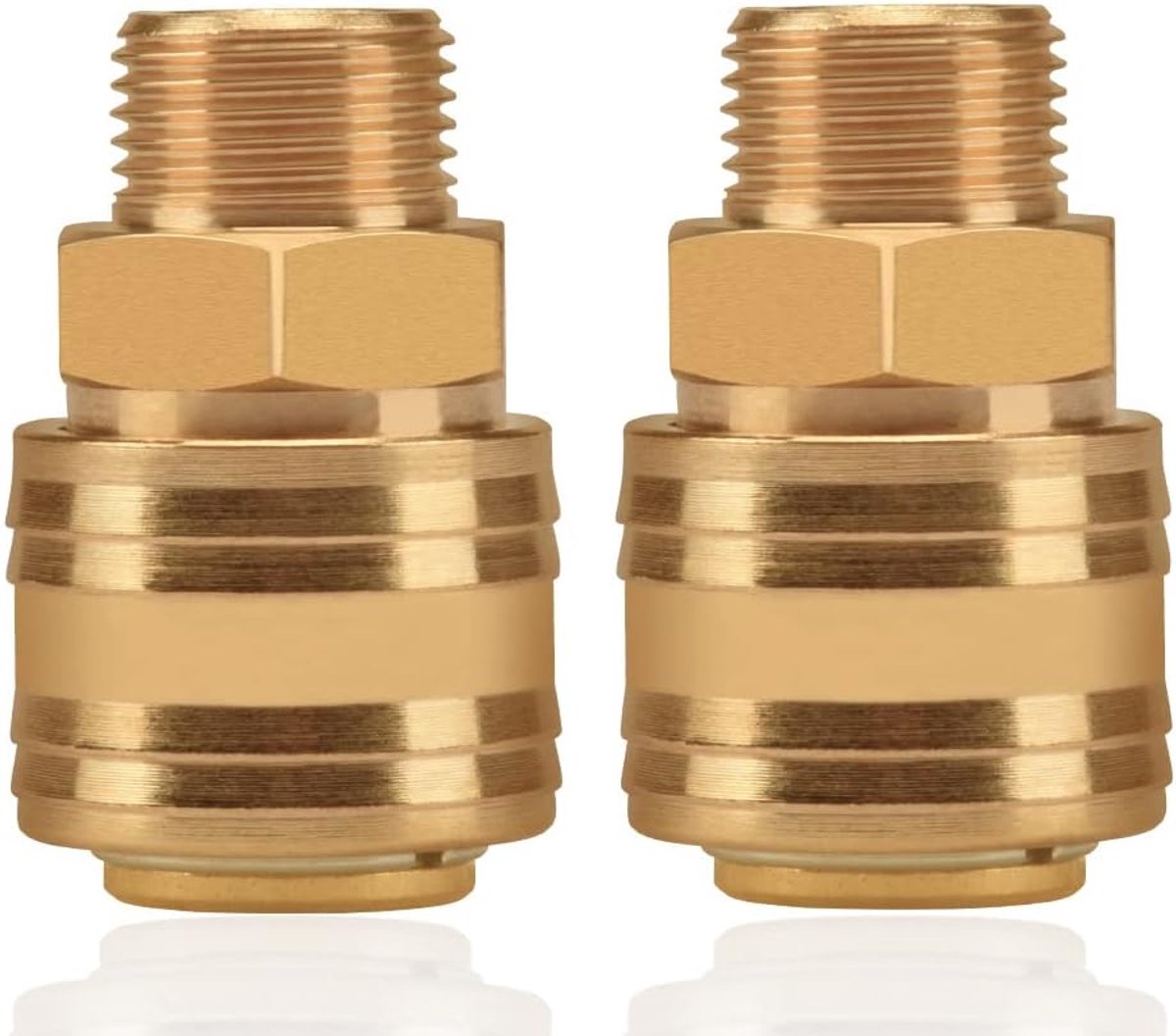 SnelShoppen - 2x 9.5mm BSP Euro Airline Luchtverbindingen - Compressor Fittingen - Koppelingen - Messing - 3/8 inch BSP - Onderdeel voor Compressoren