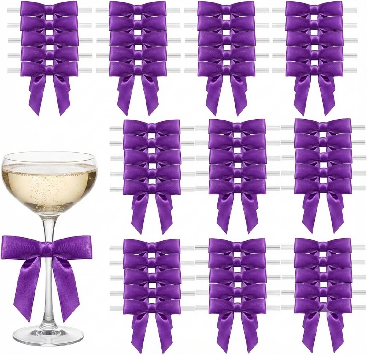 Livatto 50 Stuks Decoratieve Strikken Violet - 6,3 cm - Geschenkverpakking Strikjes voor Kerst, Feestdagen en Cadeaus