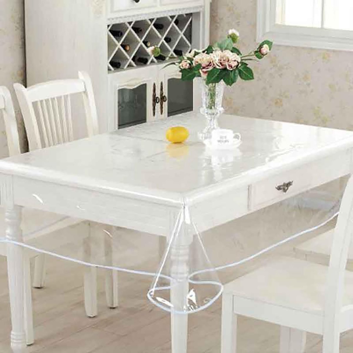 SnelShoppen - Transparante PVC Tafelkleed 140 x 120 cm - Waterdicht, Onderhoudsvriendelijk, Laminated Tafelkleed voor Feest, Camping, Keuken