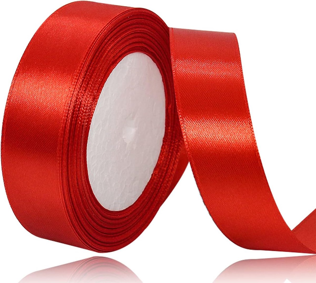 SnelShoppen - Satijnen Ribbons 25 mm x 22 m Rood - Luxe Stof voor Verpakken, Knutselen, Ballonnen, Naaiprojecten, Bruidsboeketten en Trouwringen