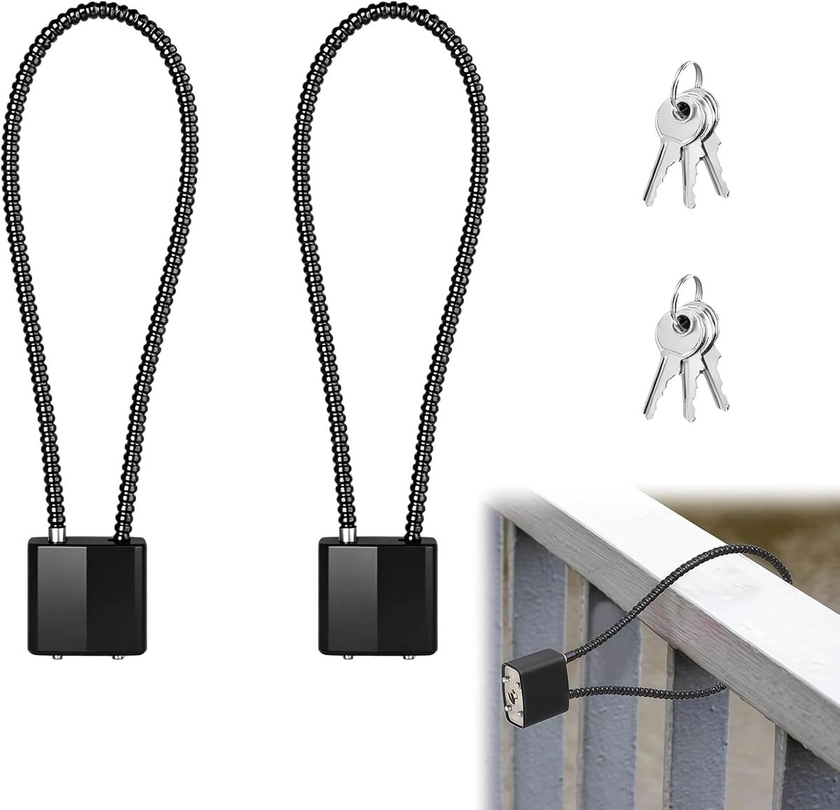 SnelShoppen - 2 Stuks Kabelslot met Sleutel - Stevig Stalen Hangslot met Flexibele Staalkabel - Inclusief 6 Sleutels - Ideaal voor Fiets, Koffer, Poor