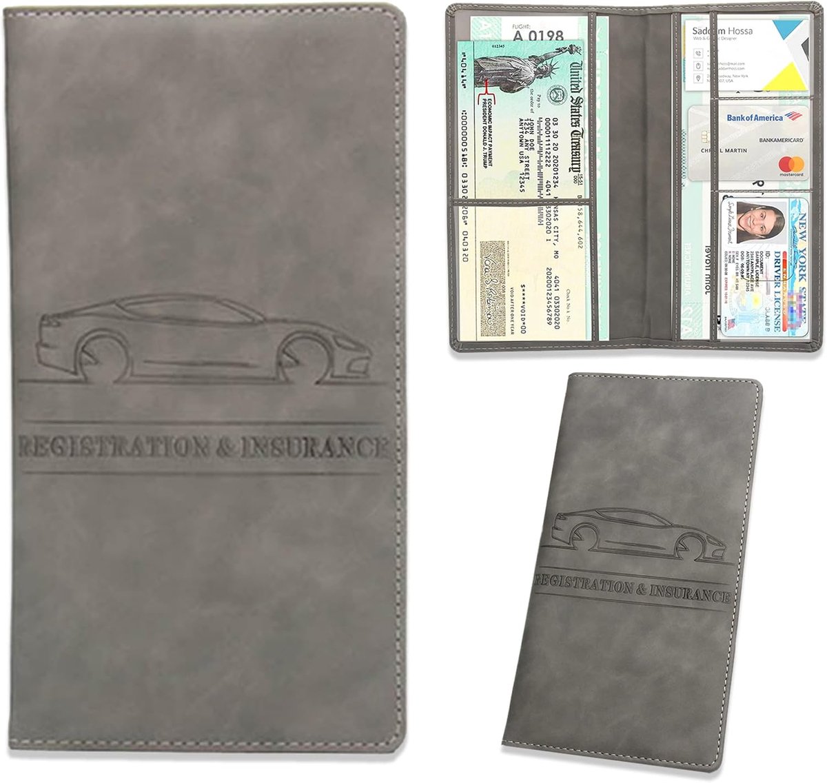 SnelShoppen - Car Document Bag - Auto Documenten Organizer, Registratie en Verzekeringskaarthouder, Compact en Duurzaam, PU Leer, 24.5x12.5 cm, Ideaal