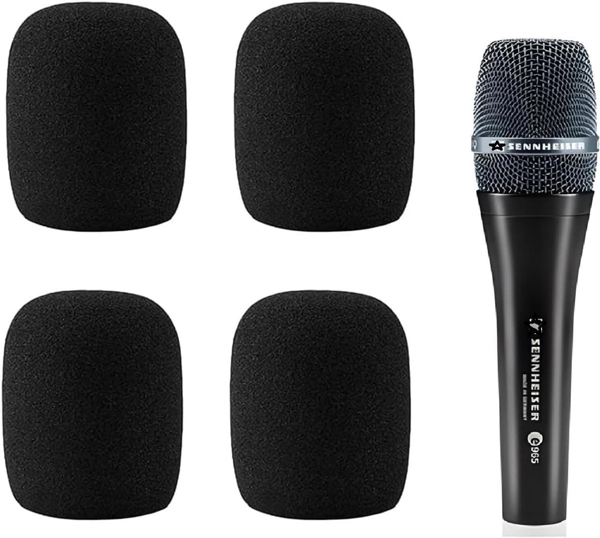 SnelShoppen - 4 Pack Microfoon Schuim Cover Windscherm Accessoires Compatibel met E835 E935 E945 E845-S E845 Microfoons - Zwart - Ideaal voor Geluidso