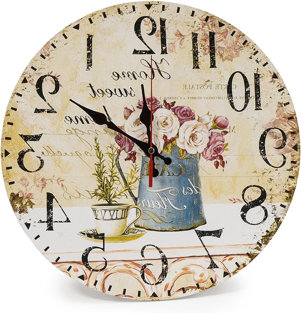Stijlvolle 30 cm Houten Wandklok voor Keuken, Woonkamer en Slaapkamer - Stille en Non-Ticking Klok met Landelijke Decoratie