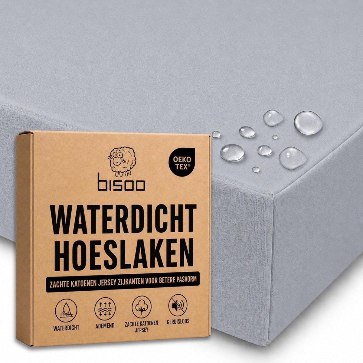 SnelShoppen - Waterproof Fitted Sheet 70x140 Grijs | 2-in-1 Matrasbeschermer en Fitted Sheet | Ademend, Zacht Katoen Jersey voor Kinderbed en Box