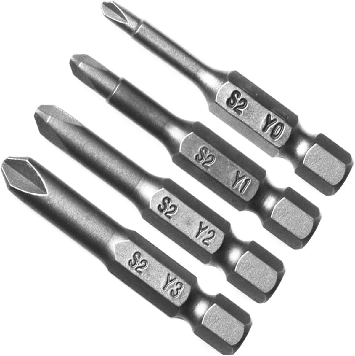 SnelShoppen - 4pcs Tri-Wing Y-vormige Schroevendraaiers Set - 6.35mm Hex Shank - S2 Staal - 50mm Lengte - Y0 Y1 Y2 Y3 Bits - Ideaal voor Elektrisch Ge