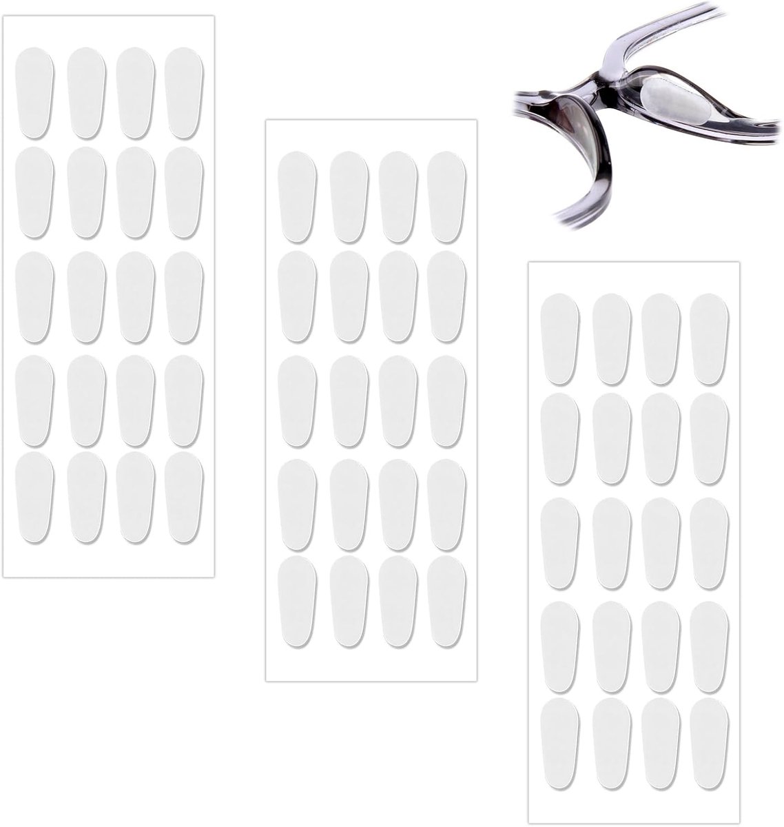 SnelShoppen - 30 Paar Adhesieve Neuspadjes voor Brillen, Antislip Silicones, Geschikt voor Volrand Brillen en Zonnebrillen, Transparant, 1mm, Comforta