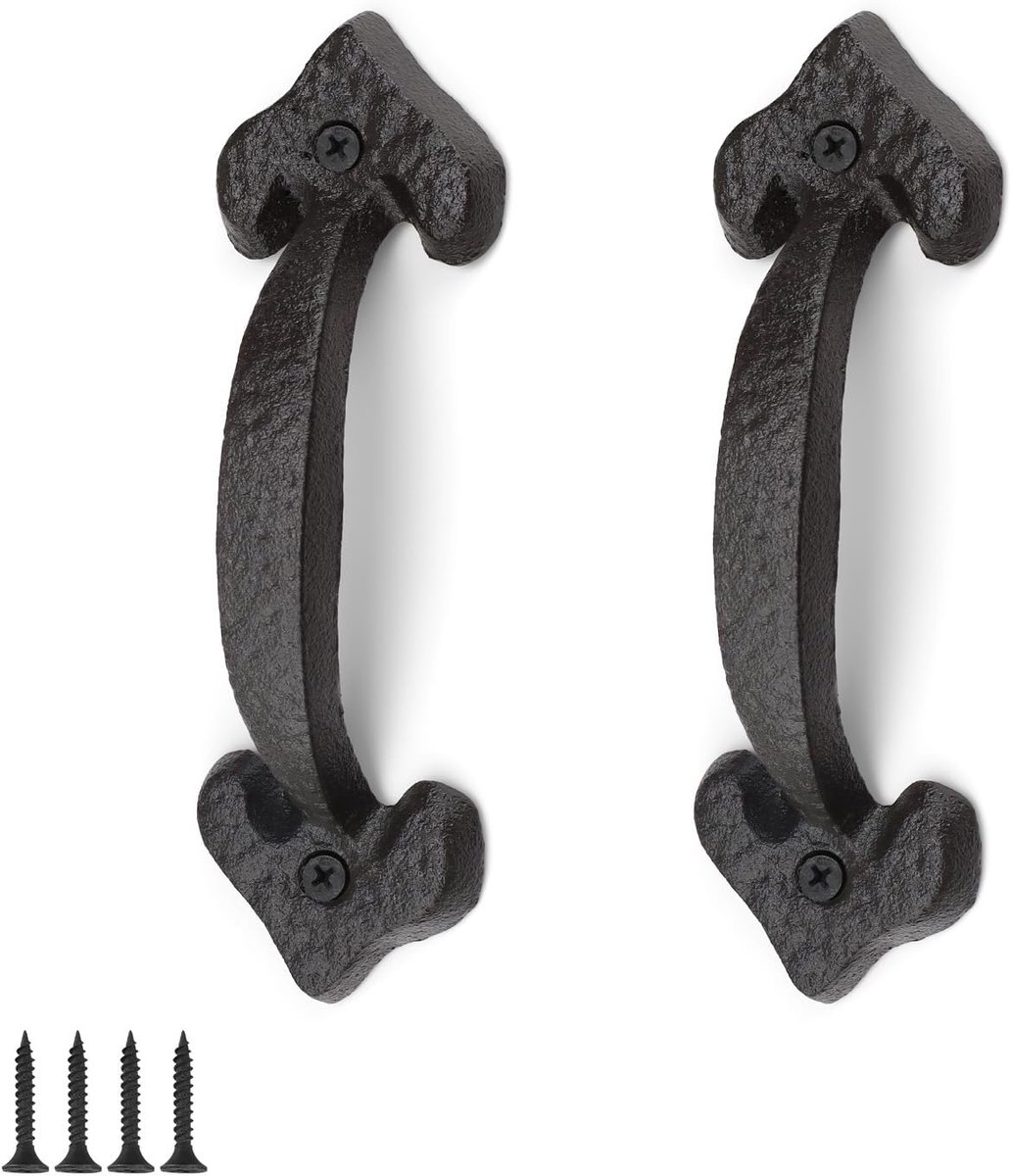 SnelShoppen - Sliding Door Handle 2 Stuks - Donkerbruine Kastdeurgreep van Gietijzer 17 cm - Robuuste Deurgreep voor Schuifdeuren, Garagedeuren en Meu