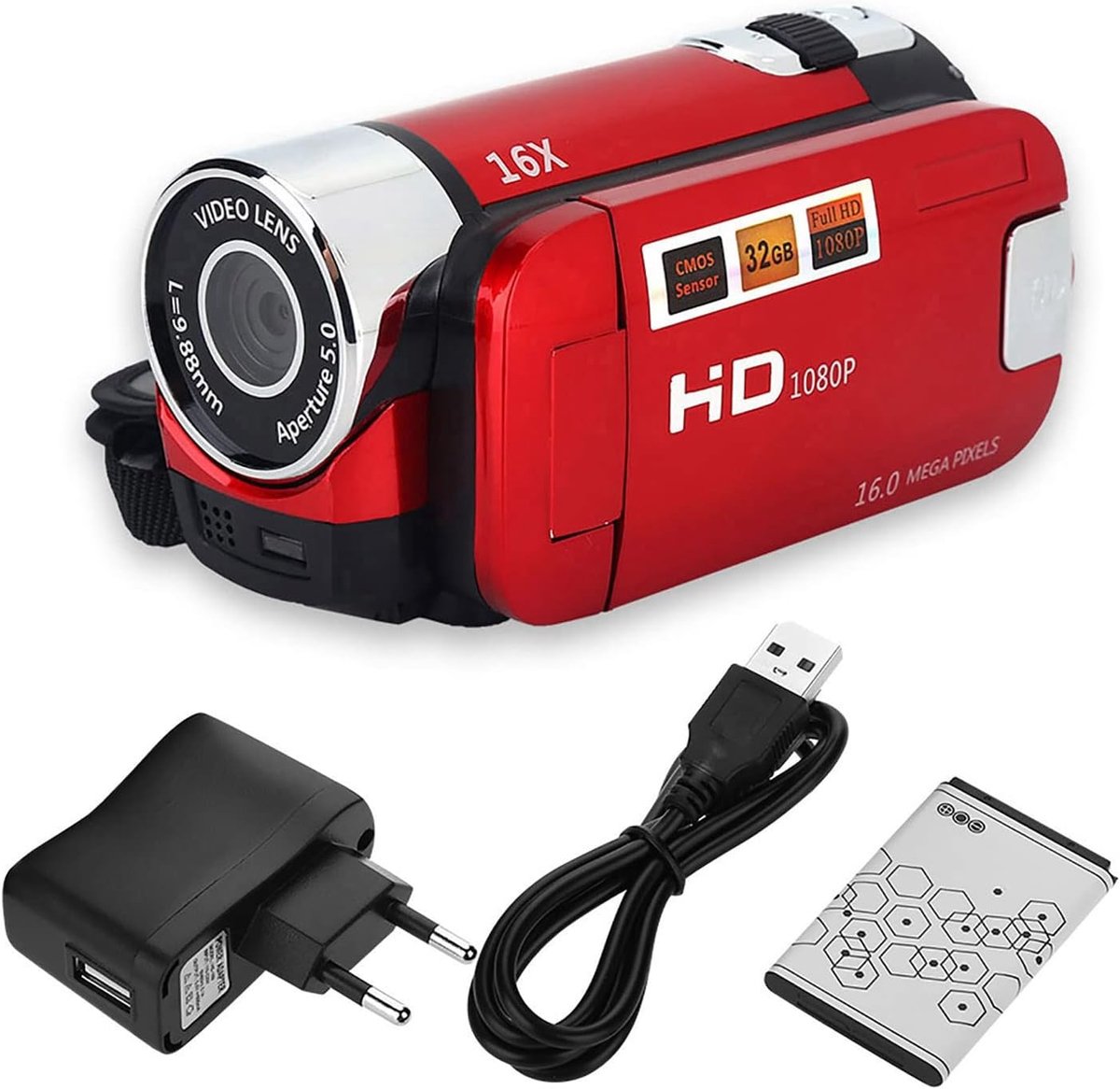 SnelShoppen - Camcorder Video Camera 1080P Full HD Digitale Camcorder met Nachtzicht, 16x Zoom en 270° Draaischerm - Ideaal voor Feestjes, Kamperen en