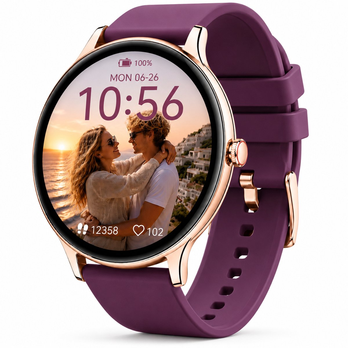 Smartwatch Dames - Bluetooth Bellen - 1.43'' AMOLED Ultra Clear Display - Ultradun Design - Hartslag, Slaap & SpO2 Monitor - Geschikt voor iPhone, Samsung & Android - 100+ Sportmodi - IP65 Spatwaterdicht - 3 Bandjes