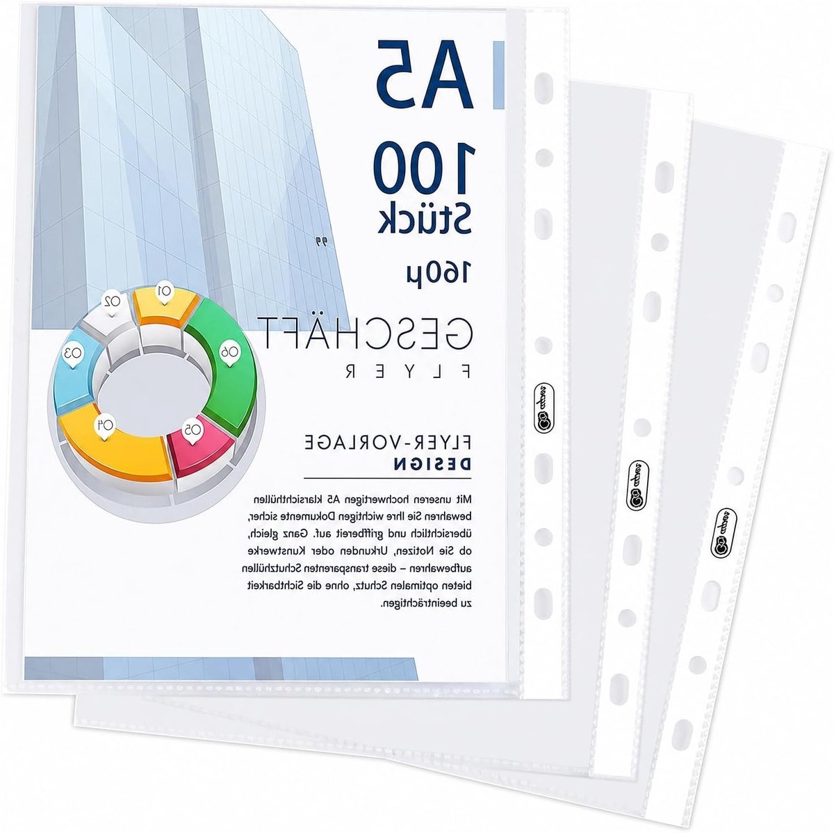 Set van 100 Transparante Documentmappen DIN A5 - Extra Sterk Polypropyleen voor Bescherming van Papier, Bestanden en Documenten