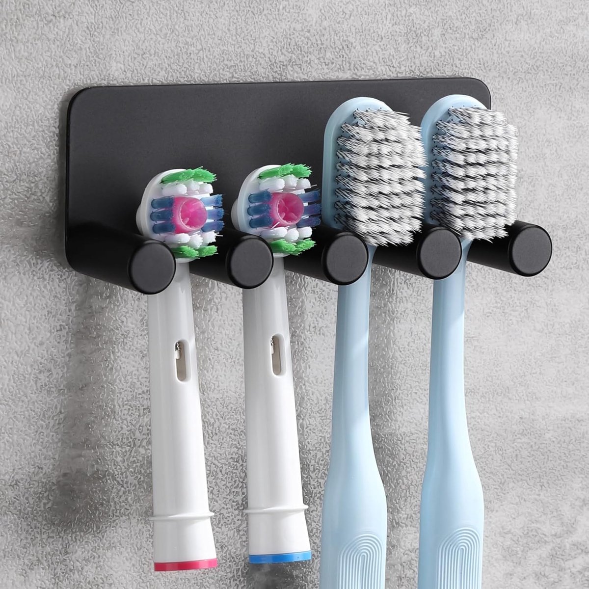 SnelShoppen - Toothbrush Holder - Elektrische Tandenborstelhouder - RVS - Zelfklevend - Geen Boren - Zwart - Brush Head Holder voor Badkamer en Toilet