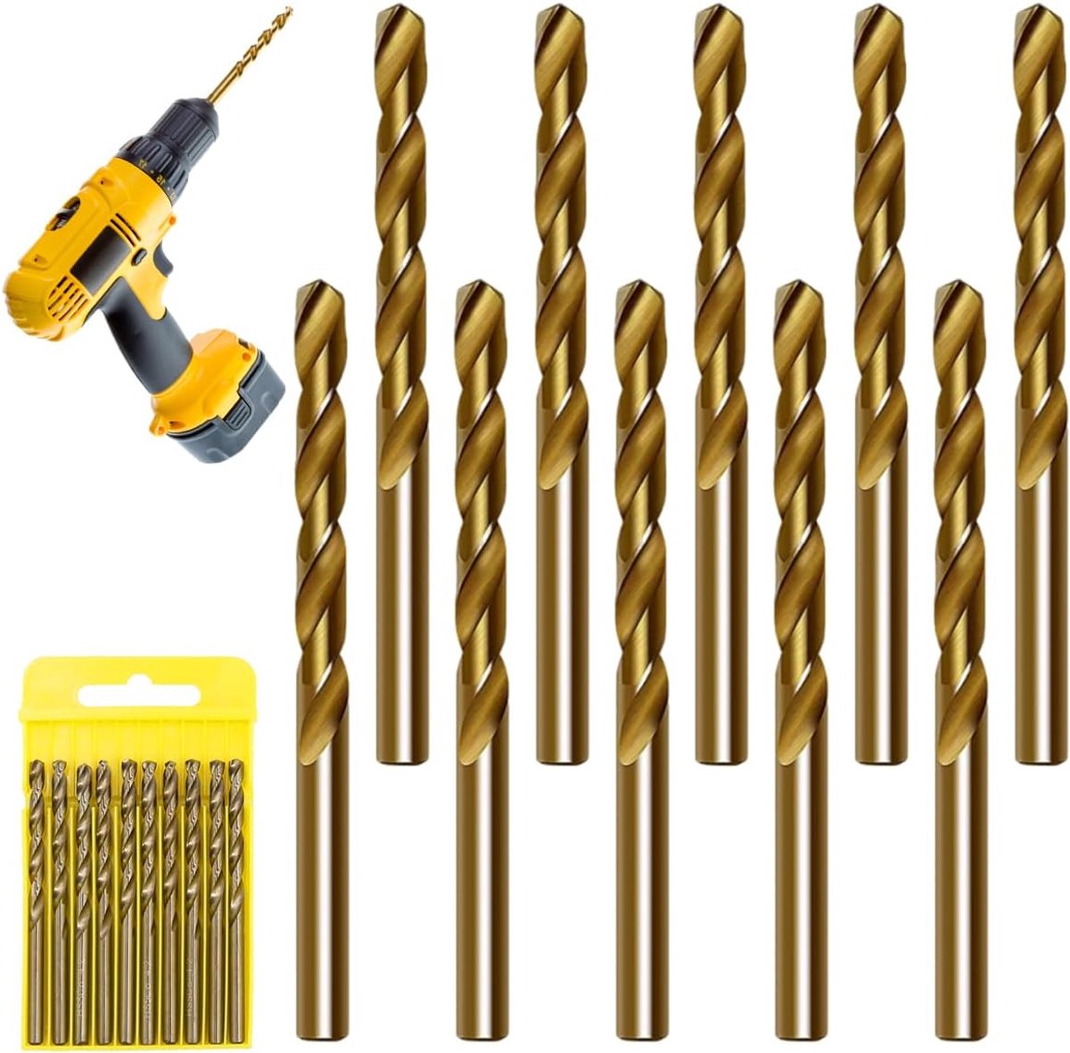 SnelShoppen - 10-delige Kobaltboorset HSS M35 - Spiralen Boor Set voor Metaal, Roestvrij Staal - Hoge Snelheid Staal - 3.5mm