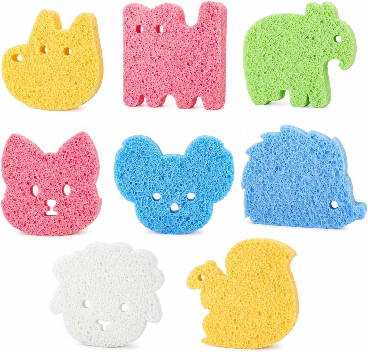 8 Stuks Schattige Bad Sponsen voor Peuters en Kinderen, Multifunctionele Douche Sponsen voor Bad en Lichaamsreiniging, Ideaal voor Peeling en Verzorging