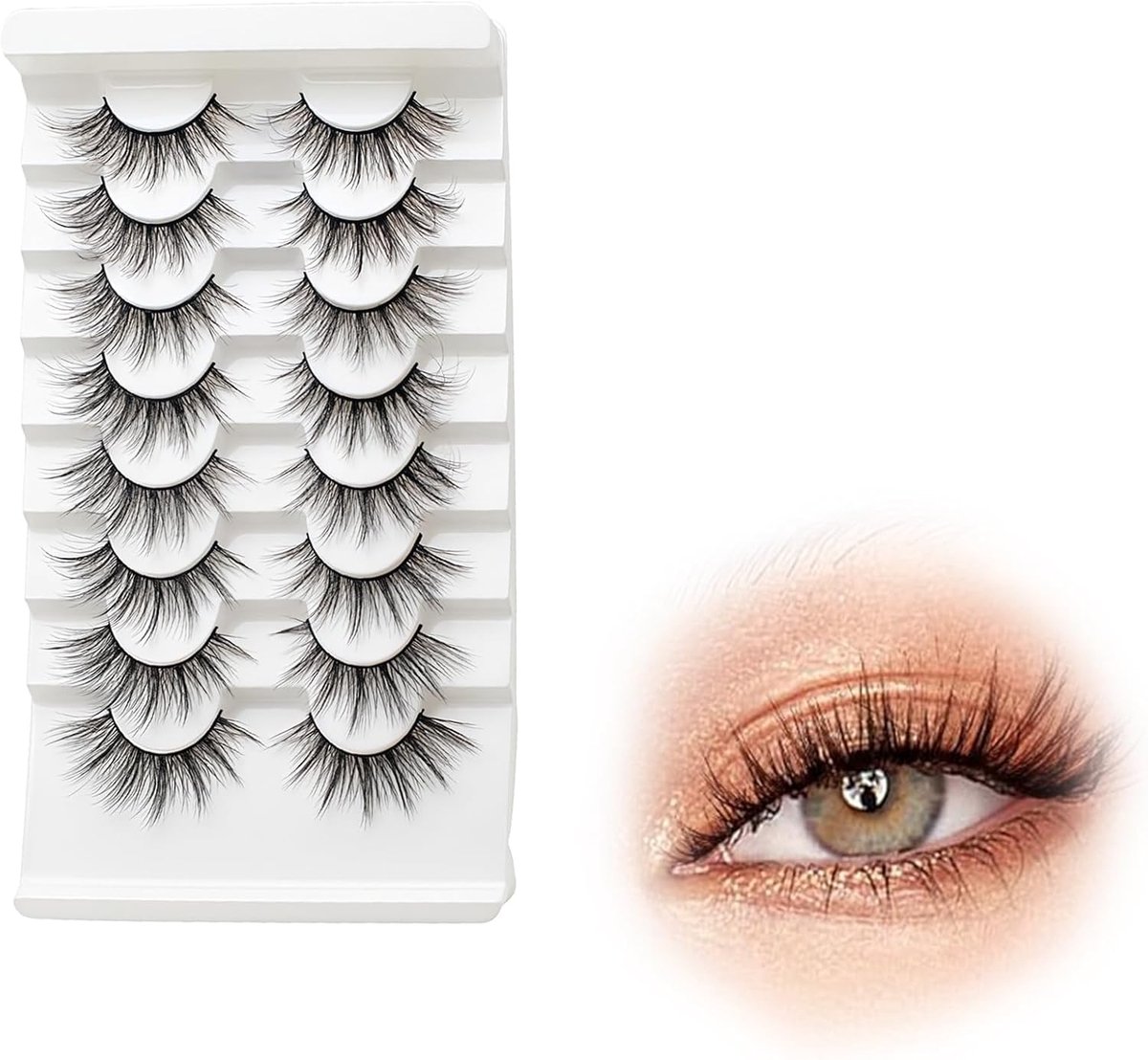 SnelShoppen - Wimperextensions Zwart 8 Paar – Natuurlijke Look, Cat Eye Effect, Herbruikbare Nepwimpers 7-13mm voor Dagelijks en Feestelijk Gebruik