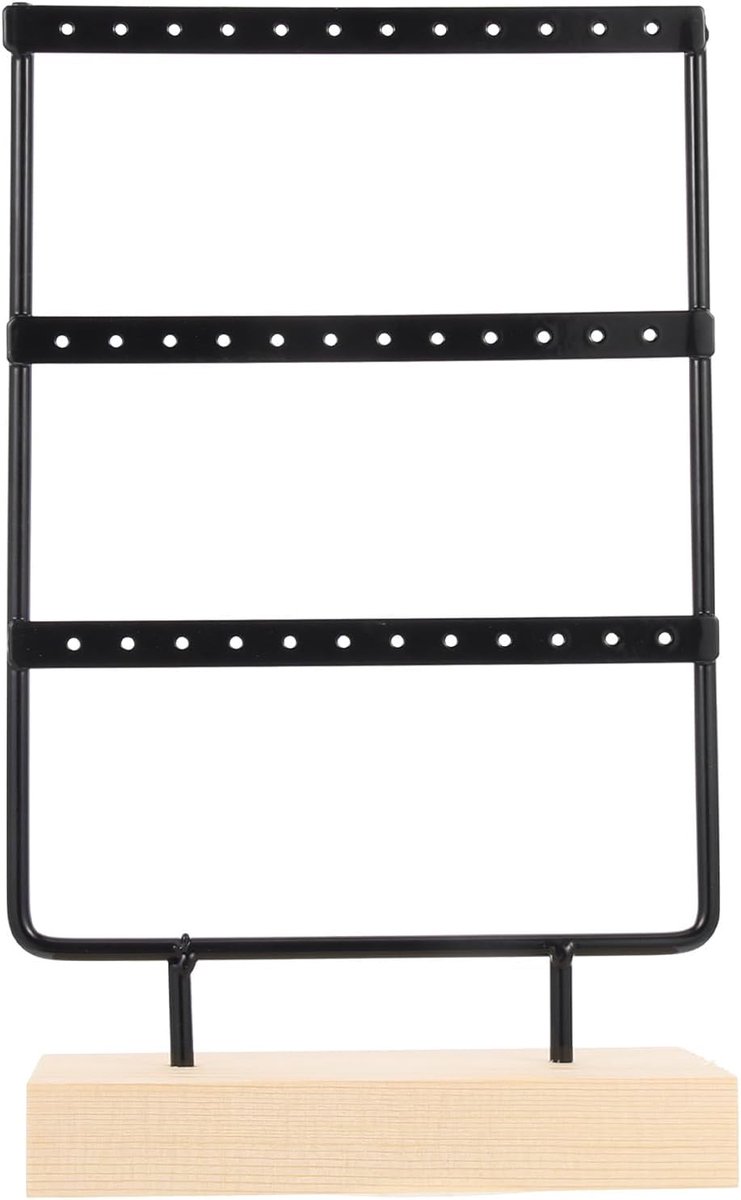 SnelShoppen - Display Stand voor Sieraden - Houten en Metalen Oorbelhouder, Kettinghouder en Ringdisplay - Elegante Sieraden Organizer voor Thuis, Rei