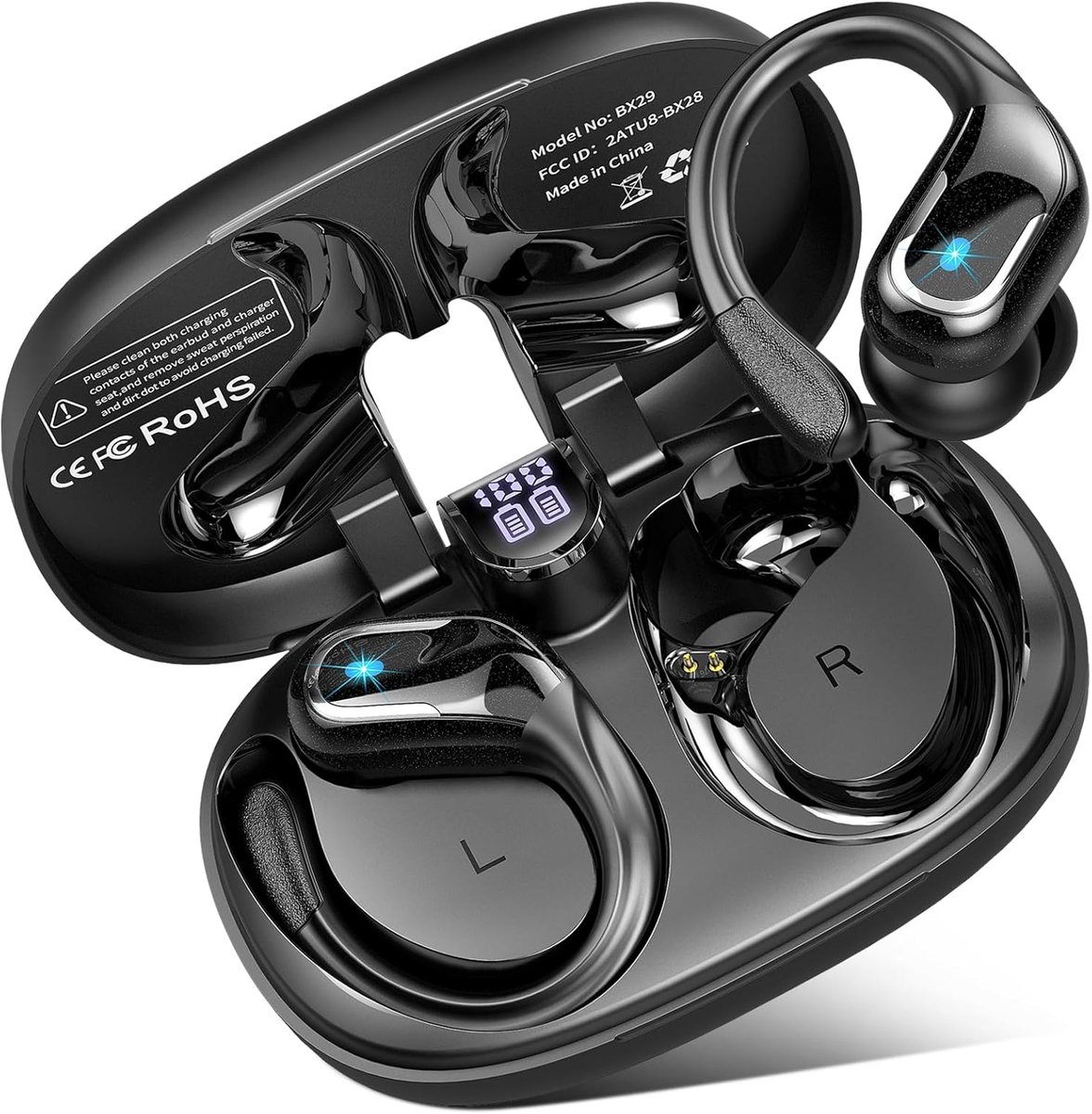 SnelShoppen - Draadloze Bluetooth 5.4 Koptelefoon Sport - 75 Uur Luistertijd - HiFi Geluid - IPX8 Waterdicht - ENC Microfoon - Voor iOS en Android - D