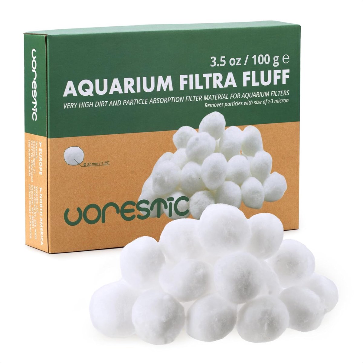 SnelShoppen - Aquarium Filter Floss 100g - VORESTIC Filter Media, Filter Wol, Filter Spons voor Verbeterde Waterkwaliteit, Ø32mm, Ideaal voor Aquaria