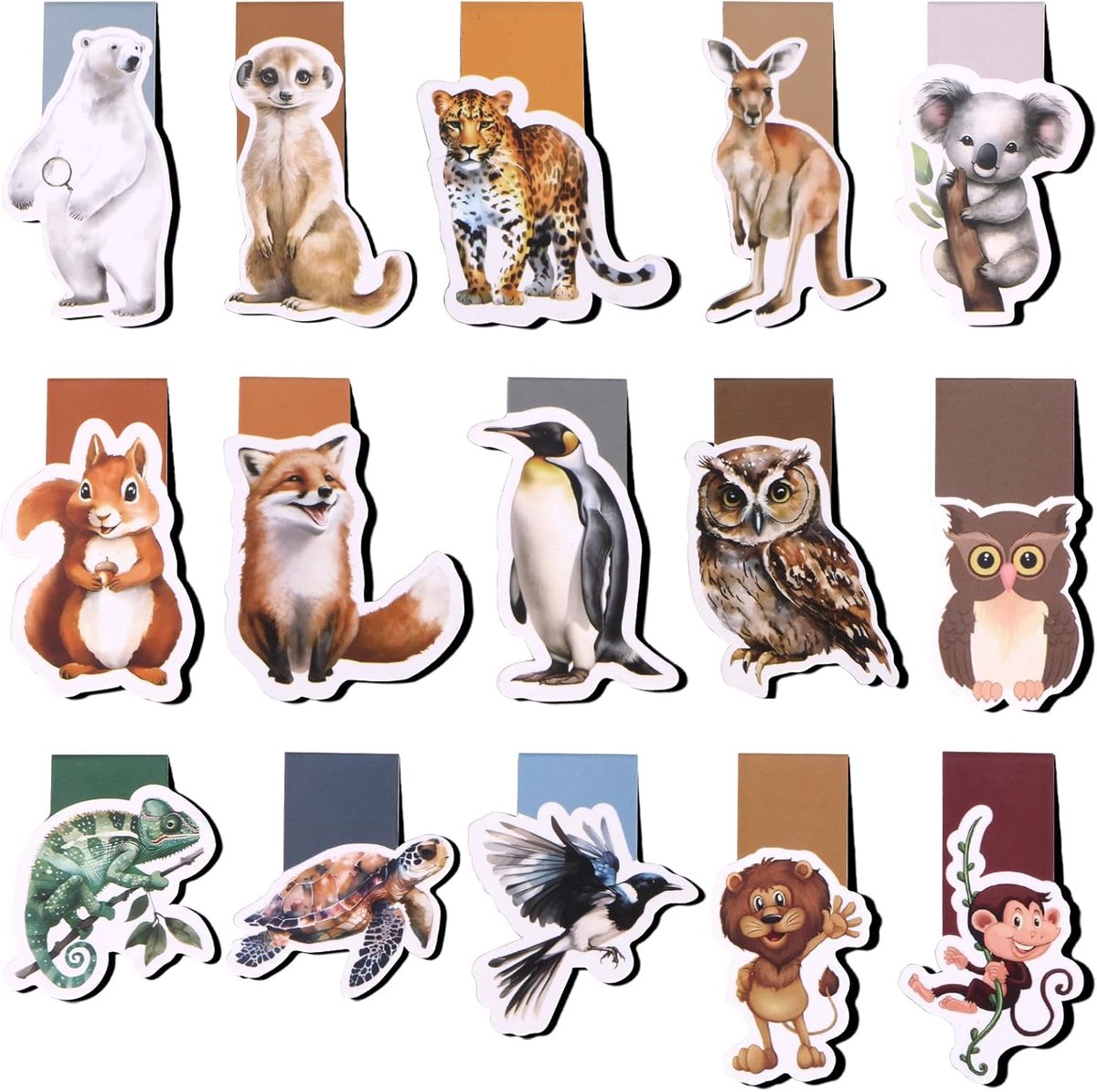 Thijox - 15 Magnetische Boekenleggers Dieren - Bladwijzers voor Kinderen, Scholieren en Boekenliefhebbers - Kleine Cadeaus voor Feesten, Kerst en Meer