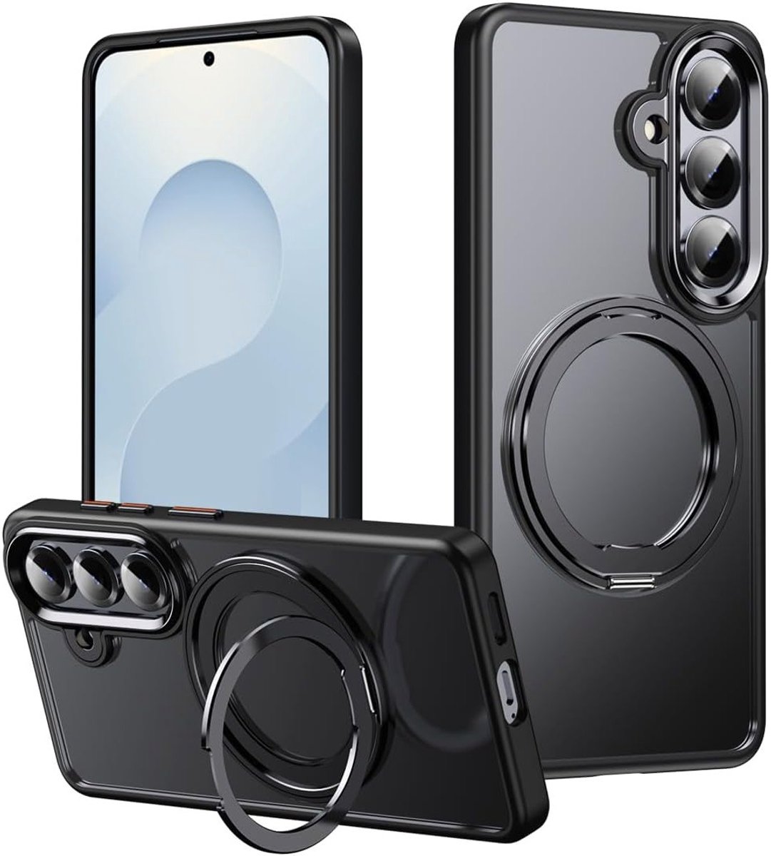 Magnetische Hoes met 360 Graden Rotatie voor Samsung Galaxy S26 - Schokbestendig, Krasbestendig en Militaire Kwaliteit Bescherming in Mat Zwart