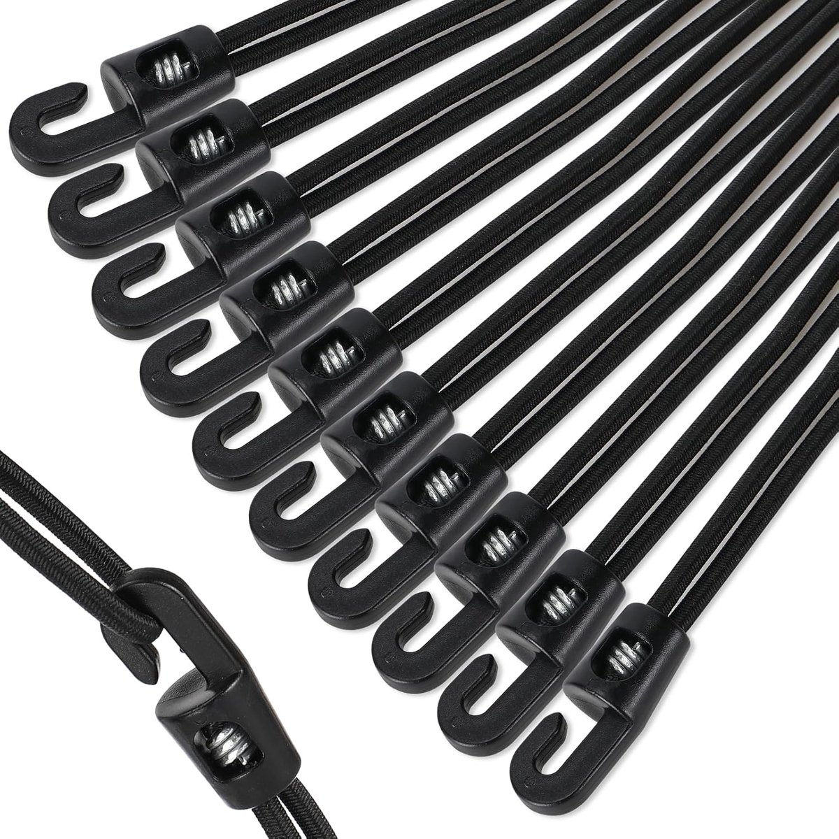 SnelShoppen - Tension Rubber met Haken, 50 Stuks, 25 cm Expander voor Camping, Zeilen, Trailerzeil, Polyethyleen, Multifunctionele Luggage Tensioners