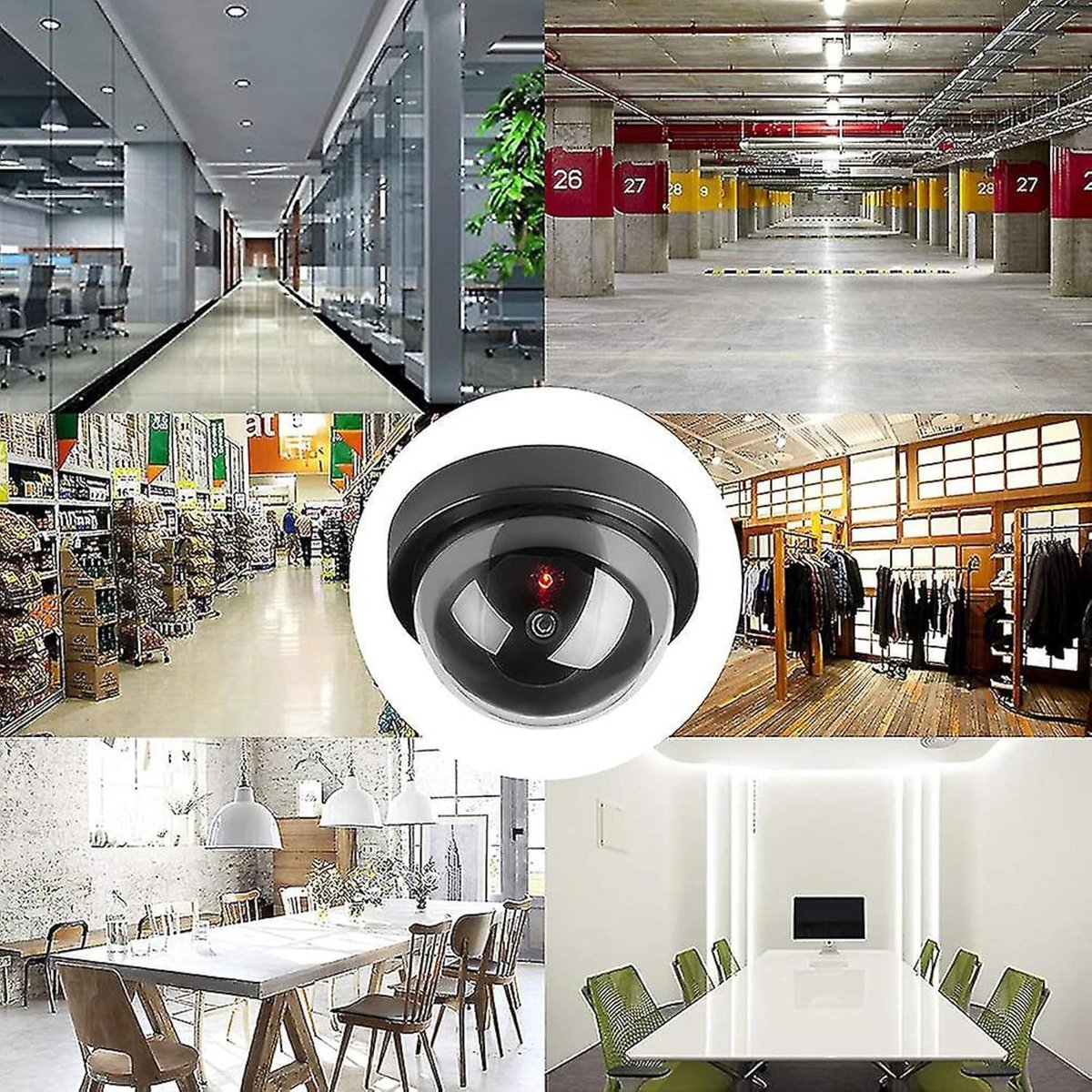 SnelShoppen - Dummy Dome Camera met Flitsende LED - Realistisch Veiligheidscamera Effect - Makkelijk Te Installeren - Ø 12 cm - Voor Binnen en Buiten