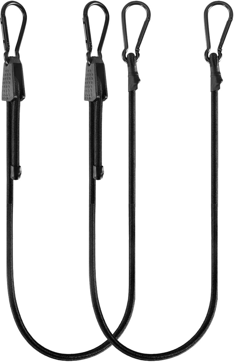 SnelShoppen - Pack van 2 Elastische Touwen met Karabijnhaken, Duurzaam en Verstelbaar, 100 cm, Ideaal voor Auto, Motor, Camping, Tent, Luggage, Tarpau